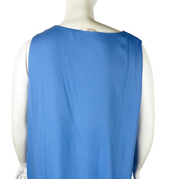 Soft Surrounding Womans Sz 1X Plus Blouse Blue V Neck Tunic Sleeveless - Picture 6 of 7